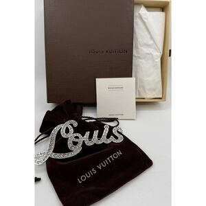 Louis Vuitton Oversized "Louis" Crystal Brooch w/box